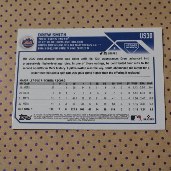 Drew Smith US30 Baseball Card - Picture 2 of 2